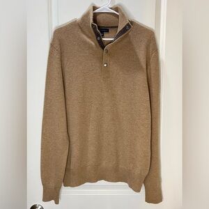 Banana Republic Men's Sweater Camel Alpaca Wool Blend 1/4 Snap Size S